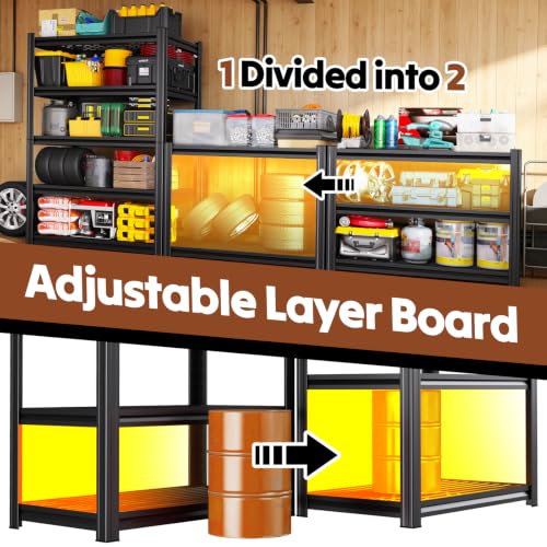 71''H Storage Shelves, Garage Shelving,Adjustable Heavy Duty Shelving Unit,5T Tall Garage Shelves,Metal Standing Shelf Units,Utility Rack For Kitchen Warehouse Industrial Basement 71*35*16