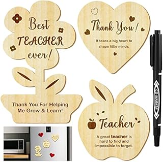 3 Pcs Best Teacher Fridge Magnet Wooden Fridge Magnet Pre School Nursery Leaving Graduation School Leavers Gifts Thank You for Helping Me Grow Learn Wooden Flower Gift for Teacher Assistant