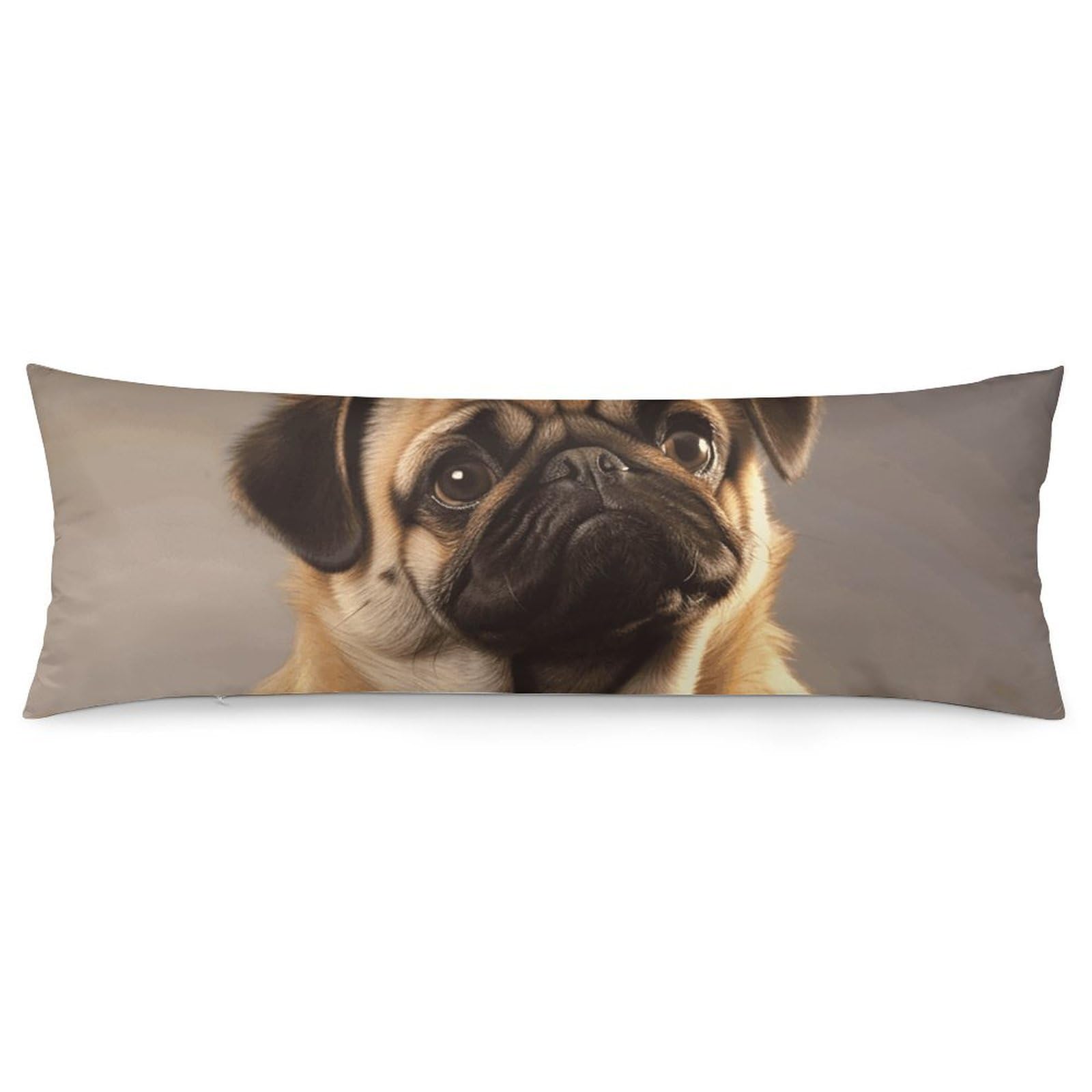 2 Pack Pillow Cases for Hair and Skin, Soft Breathable Pillow Case Covers with Hidden Zipper, Cute Pug Dog Pillowcase 20"x54" Pillow Covers for Sleeping Gift