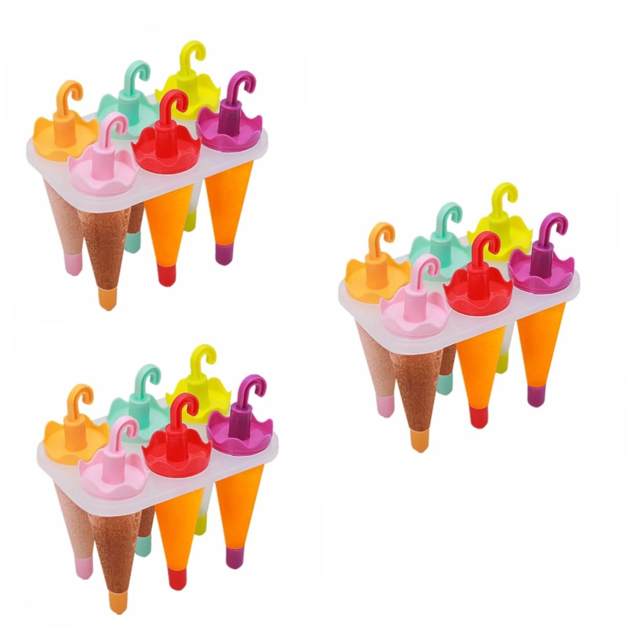 Lot De 3 Moules À Glaçons En Plastique Réutilisables Style Parapluie Pour Garçons Et Filles 6 Pièces X 3