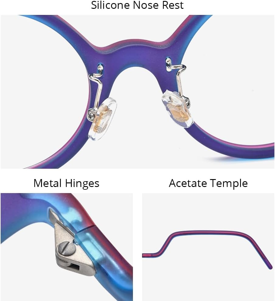 HEPIDEM Multicolor Acetate Glasses Frame Women,Round Vintage Retro Optical Eyeglasses 9265 - Image 6