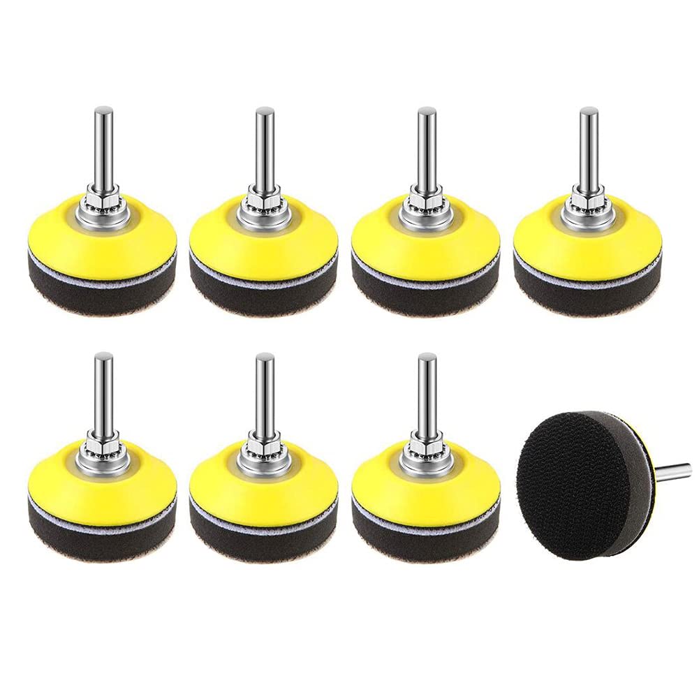 8 Pcs 2 Pulgada 50mm Plato de Lija 1/4 Pulgada Placa de Papel de Lija Plato de Pulido, con 8 pcs de Almohadilla de Repuesto Almohadilla de Amortiguación de Capa de Espuma Suave
