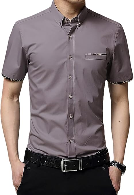 Amazon メリュエル 7カラー M 2xl 花柄 半袖シャツ お洒落 ビジネス 襟シャツ カジュアル ボタンダウン 開襟 スリム メンズ シャツ 通販