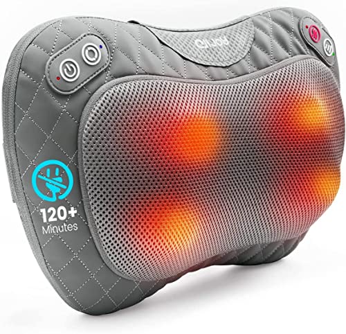 Coussin de massage sans fil avec fonction chauffante, Alljoy Shiatsu Masseur avec chaleur apaisante, Masseur du dos avec têtes de massage rotatives 3D Massages profonds, Housse amovible Cover