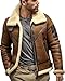 Febzo Fashions Men's Shearling B3 Bomber Jacket Tan Brown Leather Flight Aviator Style (US, Alpha, Medium, Regular, Regular, Tan Brown)