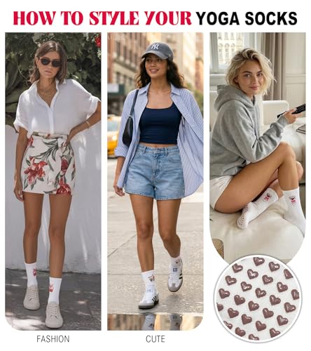 Image of yeuG Pilates Grip Socks for Women Yoga Slouch Socks with Grip for Barre Knee High Boot Socks Long Scrunch Slipper Socks