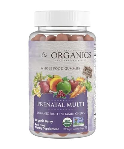Organics Prenatal Multi, Daily Nutritional Support, Non-GMO, Gluten Free, Berry Flavour 120 Vegan Gummies