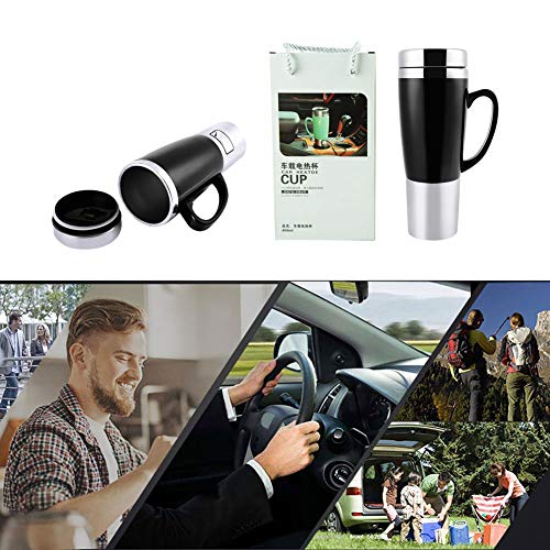 Hervidor eléctrico de coche 12V 450ml taza térmica negra miniatura 3