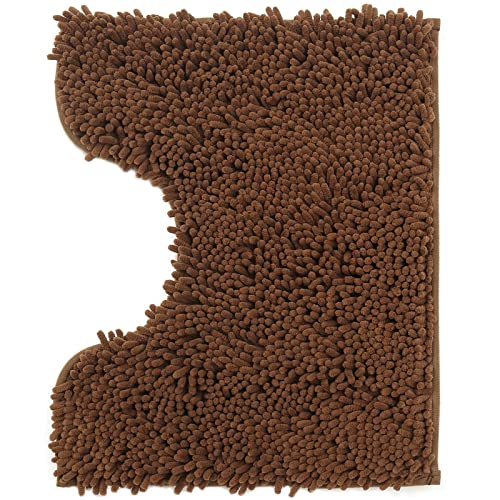 Poligono Alfombra baño de Microfibra, Alfombrilla de WC Forma U 70 x 120 cm, Suave, Antideslizante,MARRÓN