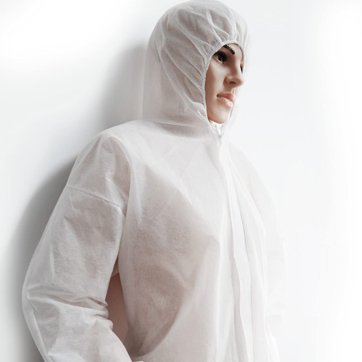 Lot de 10 combinaisons de peintre jetables en polypropylène avec capuche Taille L-XXXL (au choix) 40 g/m, Blanc., XL