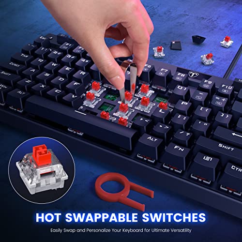 Risophy Mechanical Gaming Keyboard, Hot-Swappable Red Switches Linear & Silent, Rgb Backlit Wired Mechanical Keyboard, Magnetic Wrist Rest, Media Control, Programmable Macro Keyboard For Pc Mac Xbox #TOP1
