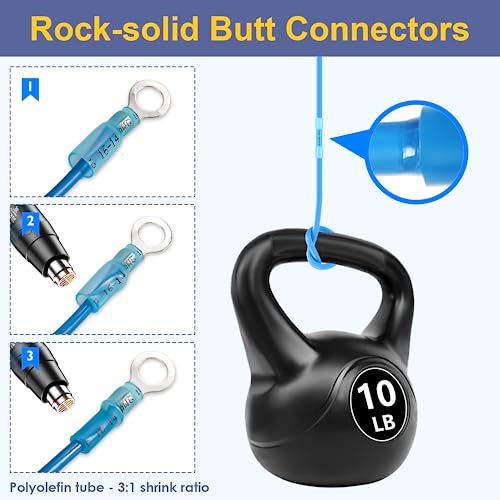 Forca 350Pcs Heat Shrink Butt Connectors, Marine Grade Waterproof Wire Connectors Kit, Insulated Electrical Crimp Connectors Of High Conductivity Kit For Vehicle, Boat, Truck (4 Colors 4 Size) #TOP5