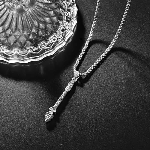 Sword/Wolf Teeth/Axe/Arrow/Bullet Pendant Necklace for Men 925 Sterling Silver Viking Amulet Necklace Celtic Jewelry Gifts for Father Son Boyfriend Brother2