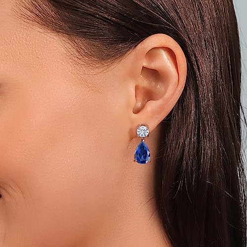 Gem Stone King 6-9 Cttw Teardrop Dangle Earrings For Women | Gemstone Birthstone and Moissanite | 925 Sterling Silver | Pear Shape 12X8MM and Round 6MM | Fine Jewelry Gifts For Mom Women Wife4