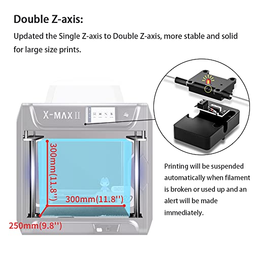 QIDI TECH X-MAX Ⅱ 3D-Drucker,neues Upgrade,intelligente Industriequalität,5-Zoll-Touchscreen, WiFi-Funktion, hochpräzises Drucken mit ABS, PLA, TPU, flexiblem Filament, große Druckgröße 300x250x300mm – Bild 5