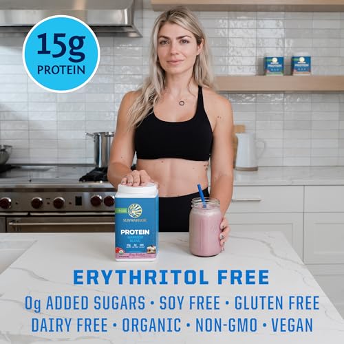 Image of Sunwarrior Vegan Organic Protein Powder Plant-Based | BCAA Amino Acids Hemp Seed Soy Free Dairy Free Gluten Free Synthetic Free Non-GMO | Berry 30 Servings | Warrior Blend
