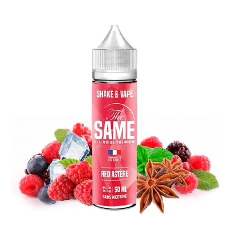 E-LIQUIDE 50ml - RED ASTERE - 'The Same' - Fabriqué en France - Sans Tabac - Sans Nicotine