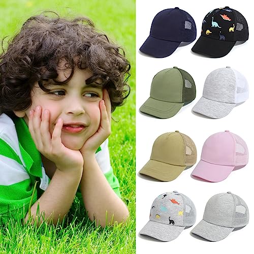 Kids Baseball Cap, Cute Cartoon Dinosaur Soft Cotton Breathable Mesh Adjustable Summer Sun Hat for Boys Girls, 0-1, 1-3, 2-5 Years Old4