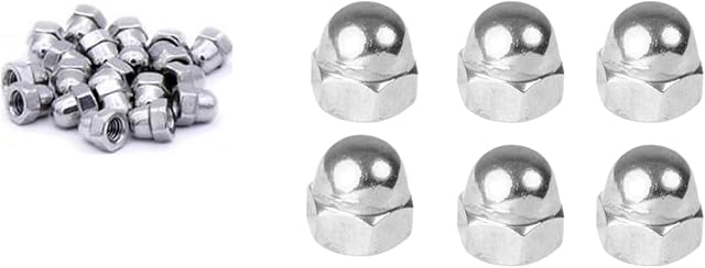 Stainless Steel Cap Nut Hex Acorn Dome Head M3 M4 M5 M6 M8 M10 Marine Grade - Pack of 6 (M6)