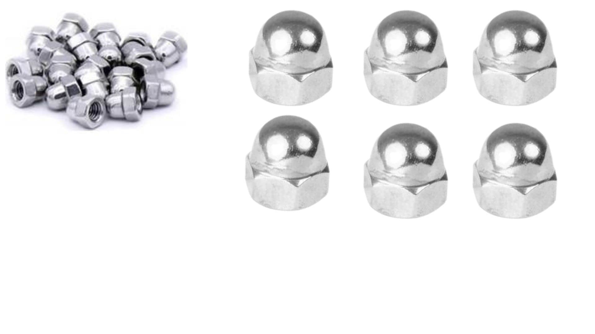 Stainless Steel Cap Nuts Hex Acorn Dome Head M3 M4 M5 M6 M8 M10 Marine Grade Nut for Screws Bolts Fasteners, Rust-Resistant Hardware, DIY Home Improvement Outdoor Projects - Pack of 6 (M4)