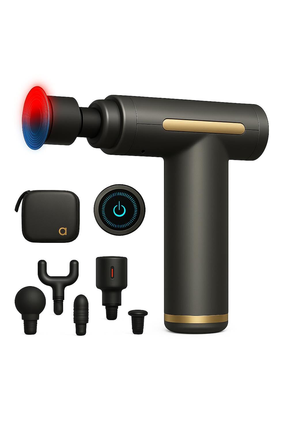 Professional Massage Gun Black ABS Plastic Deep Tissue Massager with 6 Speeds 40-50dB Quiet Motor 6 Massage Heads
