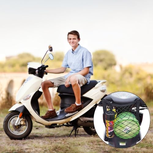 ZesNxj Gepäcknetz Fahrrad Für Fahrrad Und Motorrad, Elastisches Gepäcknetz Motorrad, Netz Für Fahrradkorb Für Elektroroller & Fahrräder, Flexibles Aufbewahrungsnetz, Praktische Helmhalterung