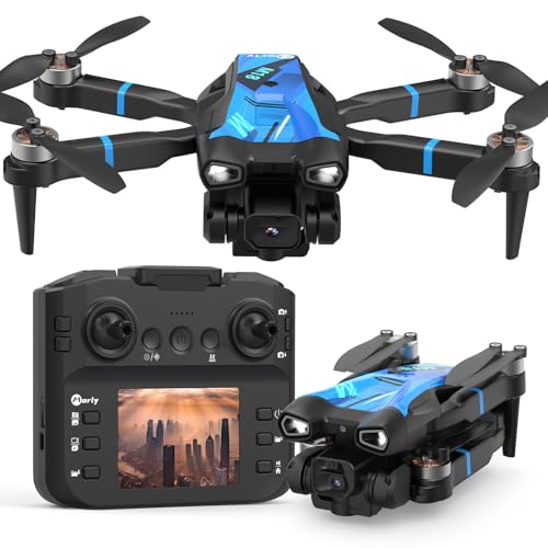 M18LCD Drone with 4K Camera for Adults Drone with Screen on Controller Brushless Motor Optical Flow Positioning Headless Mode One Key Takeoff/Landing RC Quadcopter for Beginners Adults Gifts
