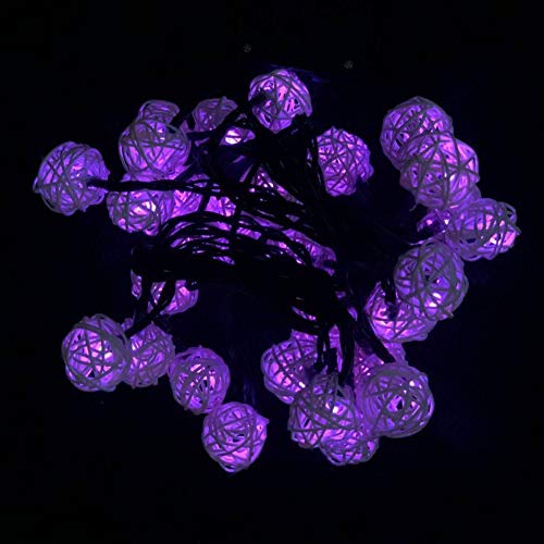 Wonfast Solar Fairy String Lights, 20Ft 30Led Globe Rattan Ball String Lights For Outdoor Indoor Christmas Holiday Party Garden Decorations (Purple) #TOP3