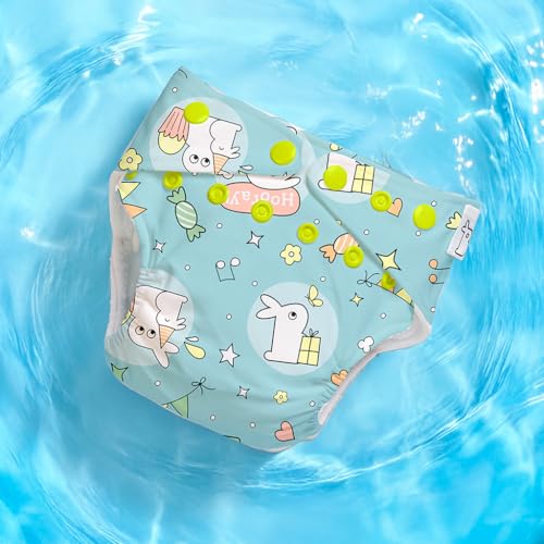 Image of SuperBottoms Swimming Diapers for Babies & Toddlers - Reusable & Adjustable Swim Diapers - Washable Cloth Diapers - Skin Friendly Fabric - Easy to Clean - Fits 3M - 3Y