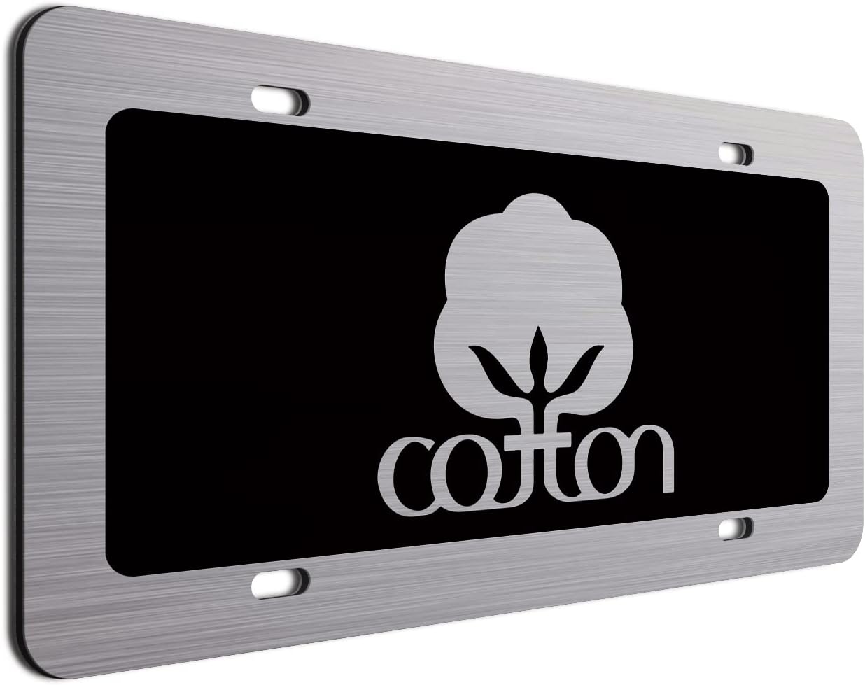 Cotton Decorative Black License Plate - 6"x12" Brushed Aluminum Novelty Tag for Front Bumper Display