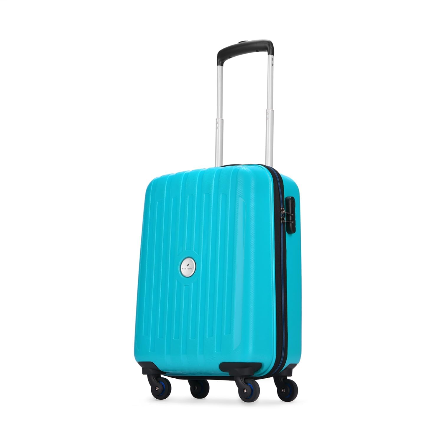 Aristocrat Polypropylene (PP) Armstrong Cabin 55 Cm(Small) 4 Spinner Wheels Trolley Bags for Travel Hardcase Luggage, Lightweight Bag with Combination Lock (Teal Blue)