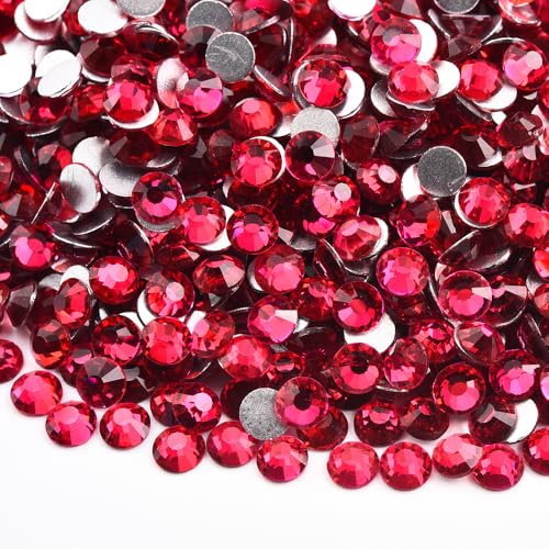 Image of 1440pcs Flat Back Crystal Rhinestones for Nail Art Crafts Bedazzling Kit Diamonds Set Clear Rhinestones for Clothes 0.14 inch 3.8mm SS16 Burgundy Red