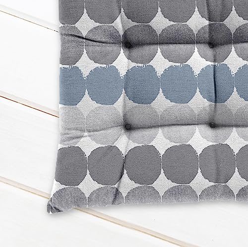 Image of Cotton Shell with Mixed Fiber Filled Printed Chair Cushion - Grey Coin (Pack of 1)