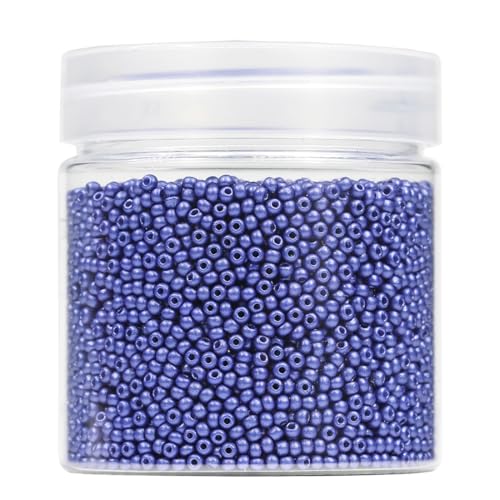 Bala&Fillic 2mm Round Size Almost Uniform Seed Beads About 10000pcs /110 Grams in Box Navy Blue Color 12/0 Small Glass Beads for Jewelry Making (Navy Blue)