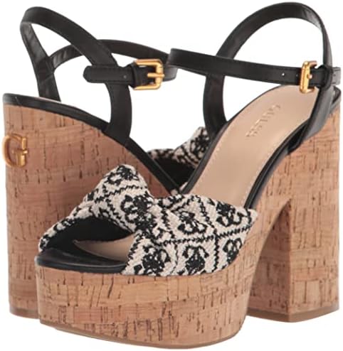 GUESS Women's YIPSTER Heeled Sandal, Black Multi 001, 9.5 | Image 6