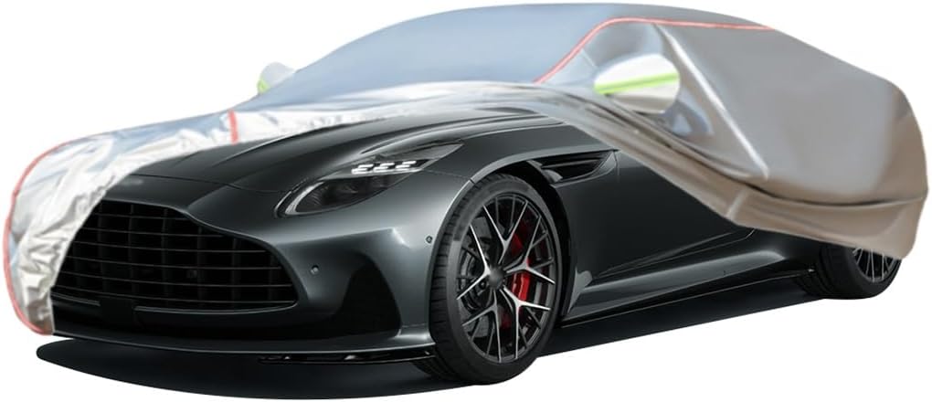WOLWES Car Covers Are Suitable For Aston Martin DB12 Coupe/Volante All-weather Windproof, Snowproof, Rainproof, UV-protected And Breathable All-season Universal With Side Door Zip Oxford Cloth Car Cov