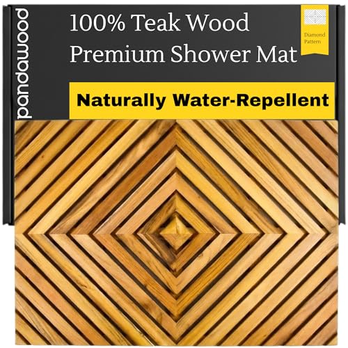 PANDAWOOD Premium Teak Wood Bath Mat Non-Slip - 22" Large