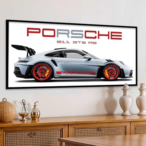 Image of kotart Big Porsche GT3RS 911 Car Framed Posters Gift Items for Boys Room Wall Decoration Bedroom Living Room Office Studio Decor | Car Poster Frame for Wall Decor Set Of 1 Size (10 x 19 inch)