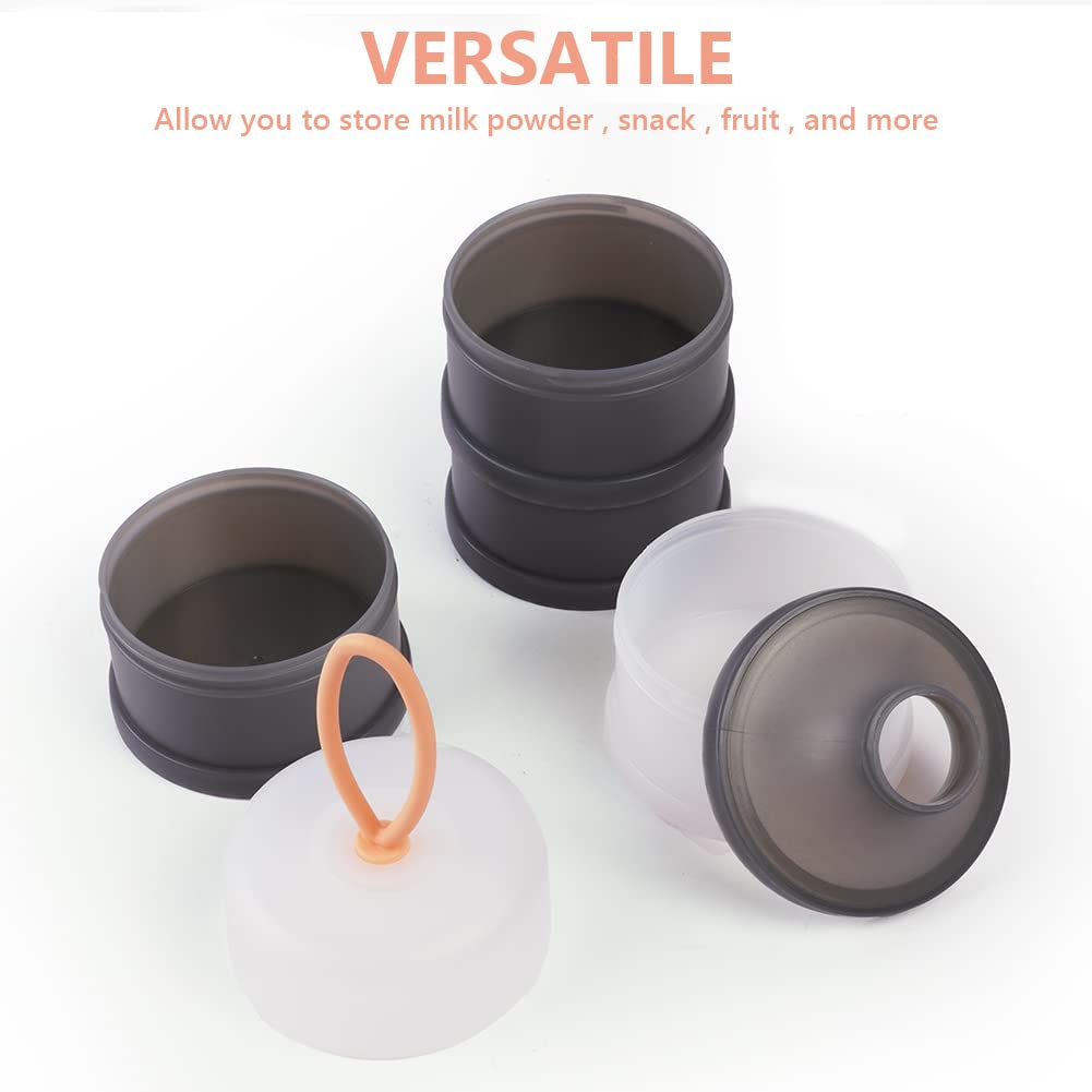Vicloon Dosatore per Latte in Polvere, Dispenser di Latte in Polvere con 4 Scomparti, Impilabile Contenitore Spuntino e Dosalatte in in Polvere per Viaggio, Cereali, Frutta (Grigio, Rosa)