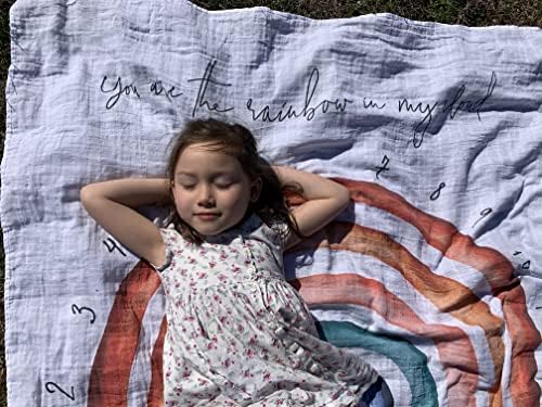 Organic Rainbow Baby Monthly Milestone Blanket Newborn Boy Girl Unisex Neutral| Boho Vintage Rainbow Baby Monthly Picture Blanket| Baby Growth Photography Background Prop 7 Organic Rainbow Baby Monthly Milestone Blanket Newborn Boy Girl Unisex Neutral| Boho Vintage Rainbow Baby Monthly Picture Blanket| Baby Growth Photography Background Prop