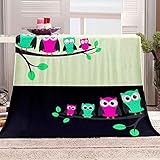 RLSRNC Kuscheldecke Flanell Fleecedecke 3D Farbe Cartoon-Eule Microfaser Weich Flauschige Warm Plüsch Wohndecke Muster tagesdecke fleecedecke winterdecke für Sofa und Bett 180x200cm