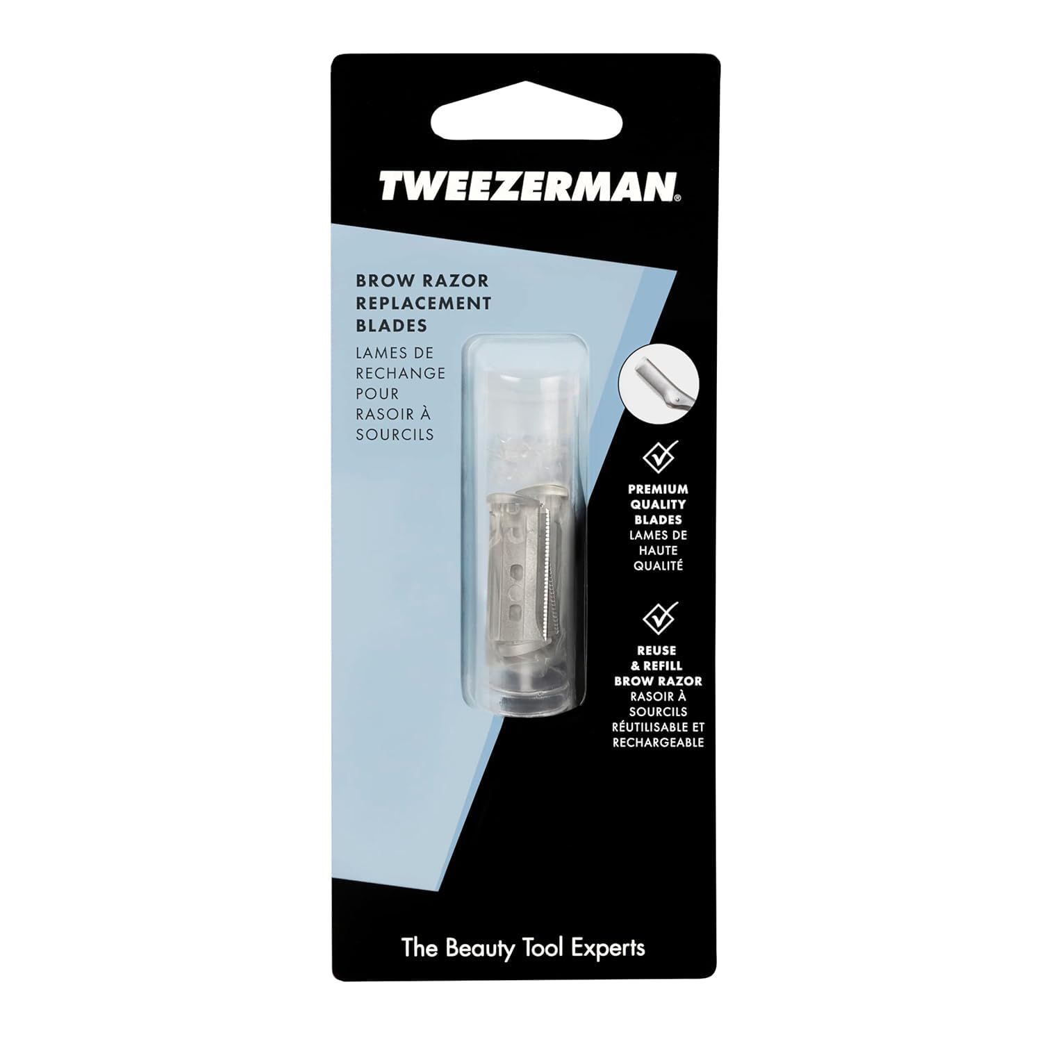 Tweezerman Eyebrow Razor Replacement Blades, Stainless Steel Brow Hair Facial Razor Refill Blades (Pack of 4) - Image 3