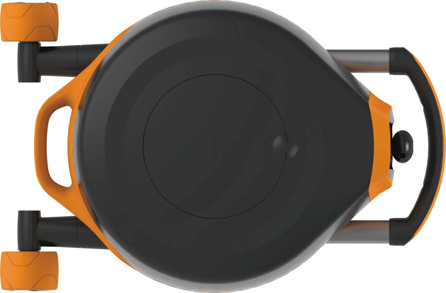 Fiskars Carro portamangueras XL con ruedas, Set de riego todo incluido, Alcance 27m, Enrollado automático, Manguera tamaño universal (diám. 13 mm), Conector grifo universal, Negro/Naranja, 1025933 | 1025933 - Manguera de bobinado automático, conexión univ