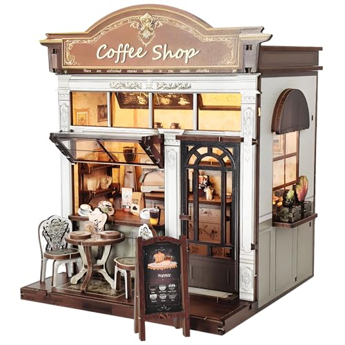 DIY Miniature House Kit, Coffee Shop Book Nook Kit, Mini Building Kit, Dollhouse Kit for Adults and...