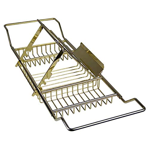 Badewanne Tablett, Rostfreier Stahl Teleskopisch Mit Weinglashalter Tablet-Unterstützung Anti-Rutsch Badewanne Tablett, 26-39 * 8in (Farbe :