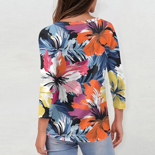 HTHLVMD Womens 3/4 Length Sleeve Tunic Tops Summer Fall Outfits 2025 Three Quarter Sleeve Casual V Neck T Shirts for Women