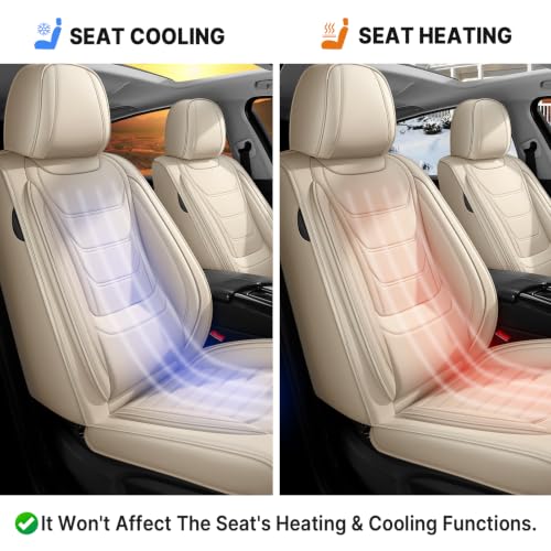 Image of for GMC Terrain 2010-2025 Seat Covers 2P (Beige) | Waterproof car seat cover, anti-slip, breathable. Airbag compatible. Seat heating works. Easy clean. Durable stitching.