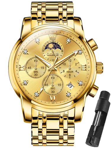 Image of OLEVS Watches for Men Dress Chronograph Luxury Stainless Steel Big Face
