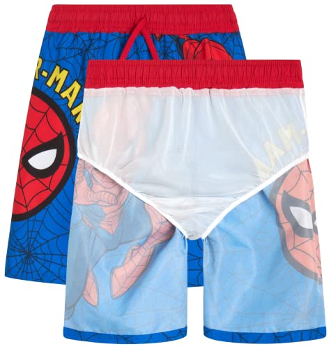 Image of Marvel Boys Rash Guard Set 2 Piece Hulk Spiderman Swim Shirt & Swim Trunks
