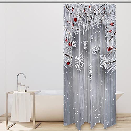 Rideau de douche Noël argenté grand format 183 cm imprimé flocons - 3